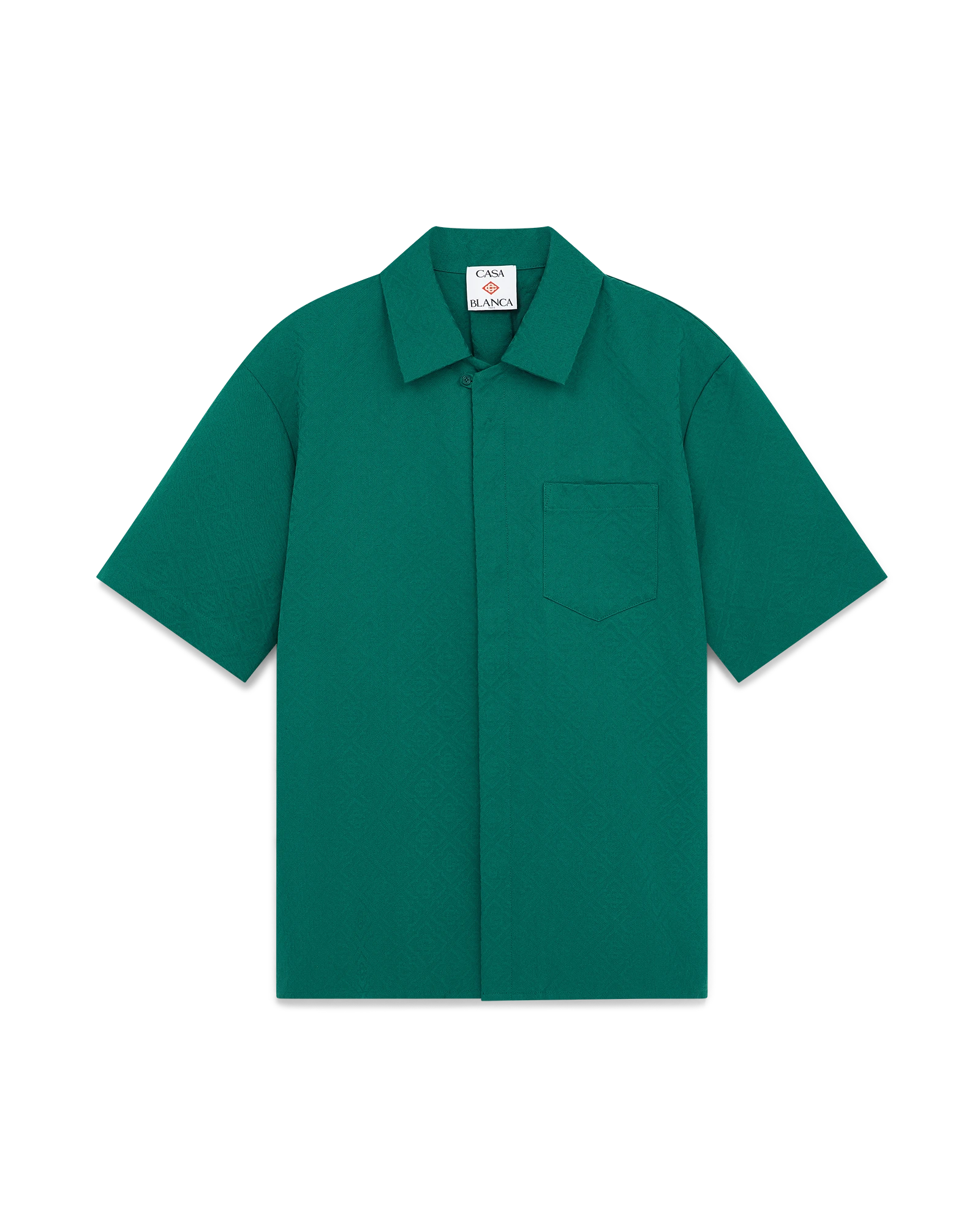 Cotton Monogram Short Sleeve Jacquard Shirt