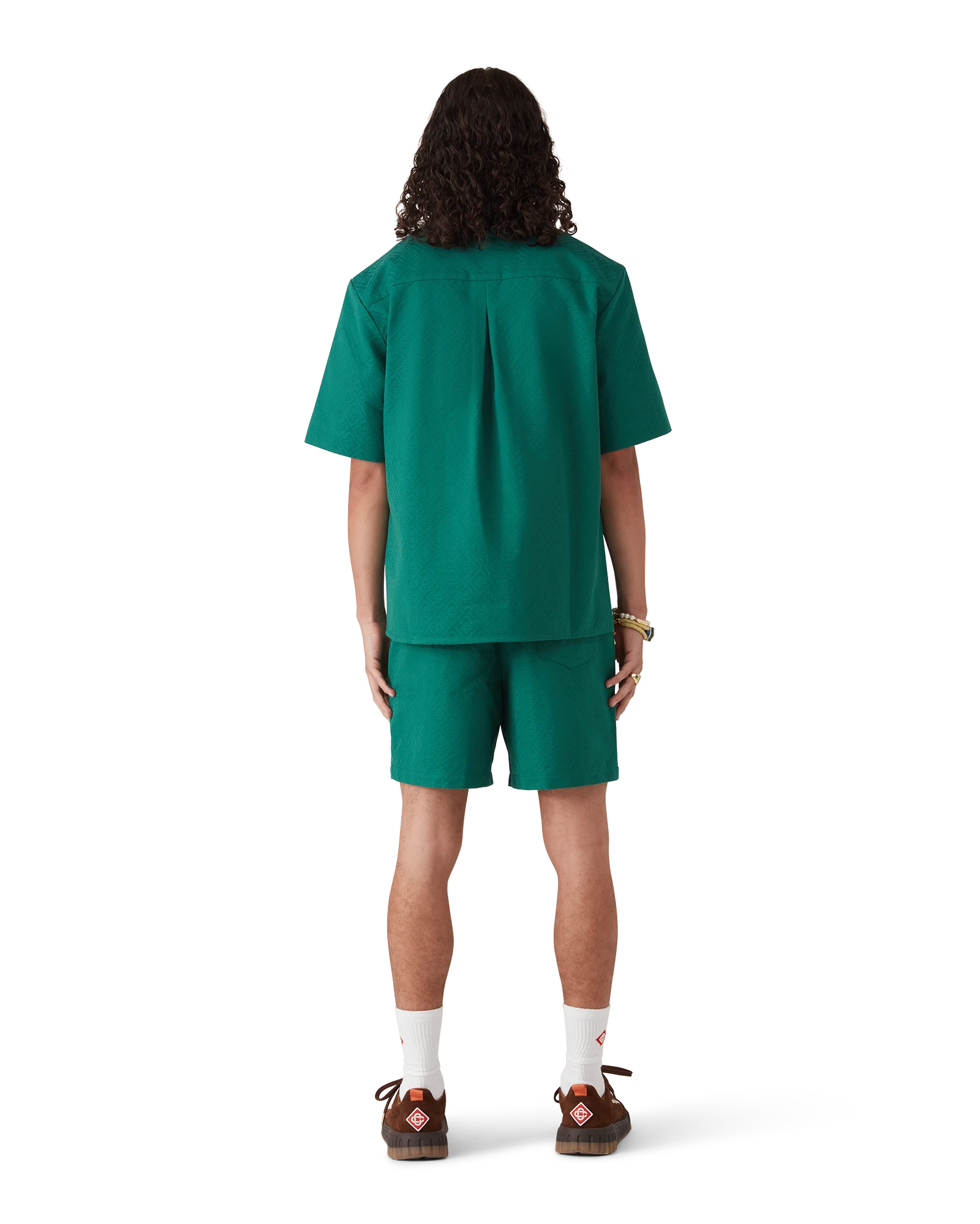 Cotton Monogram Short Sleeve Jacquard Shirt