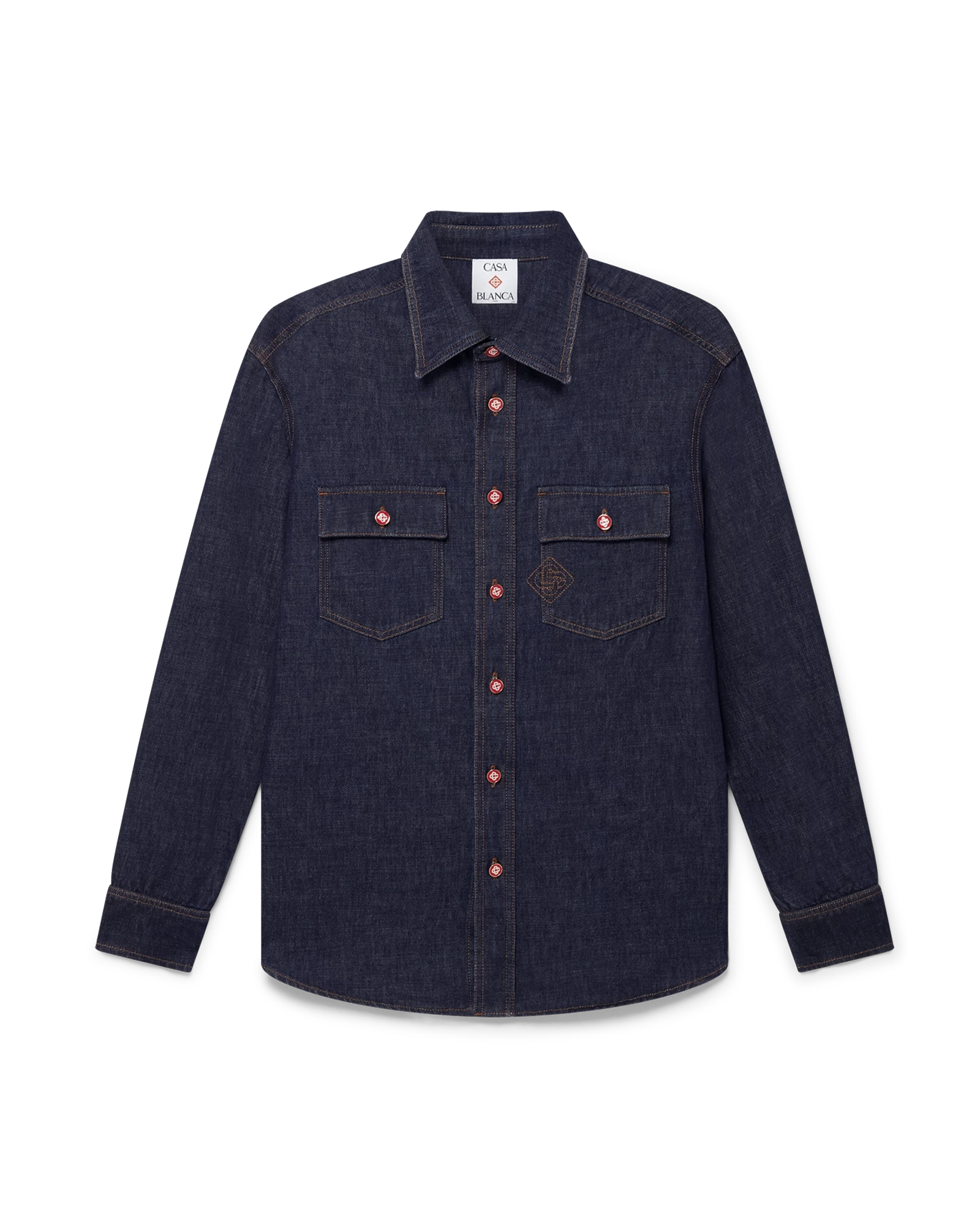 Chemise en jean à manches courtes avec logo brodé