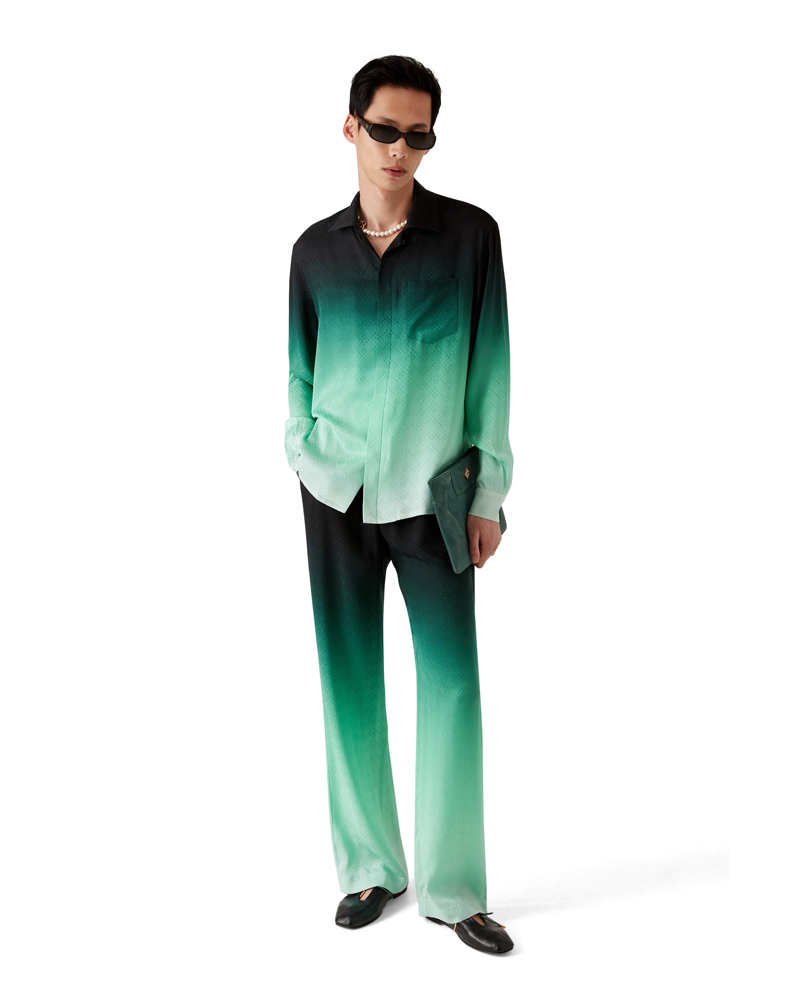 Gradient Ping Pong Jacquard Silk Trousers