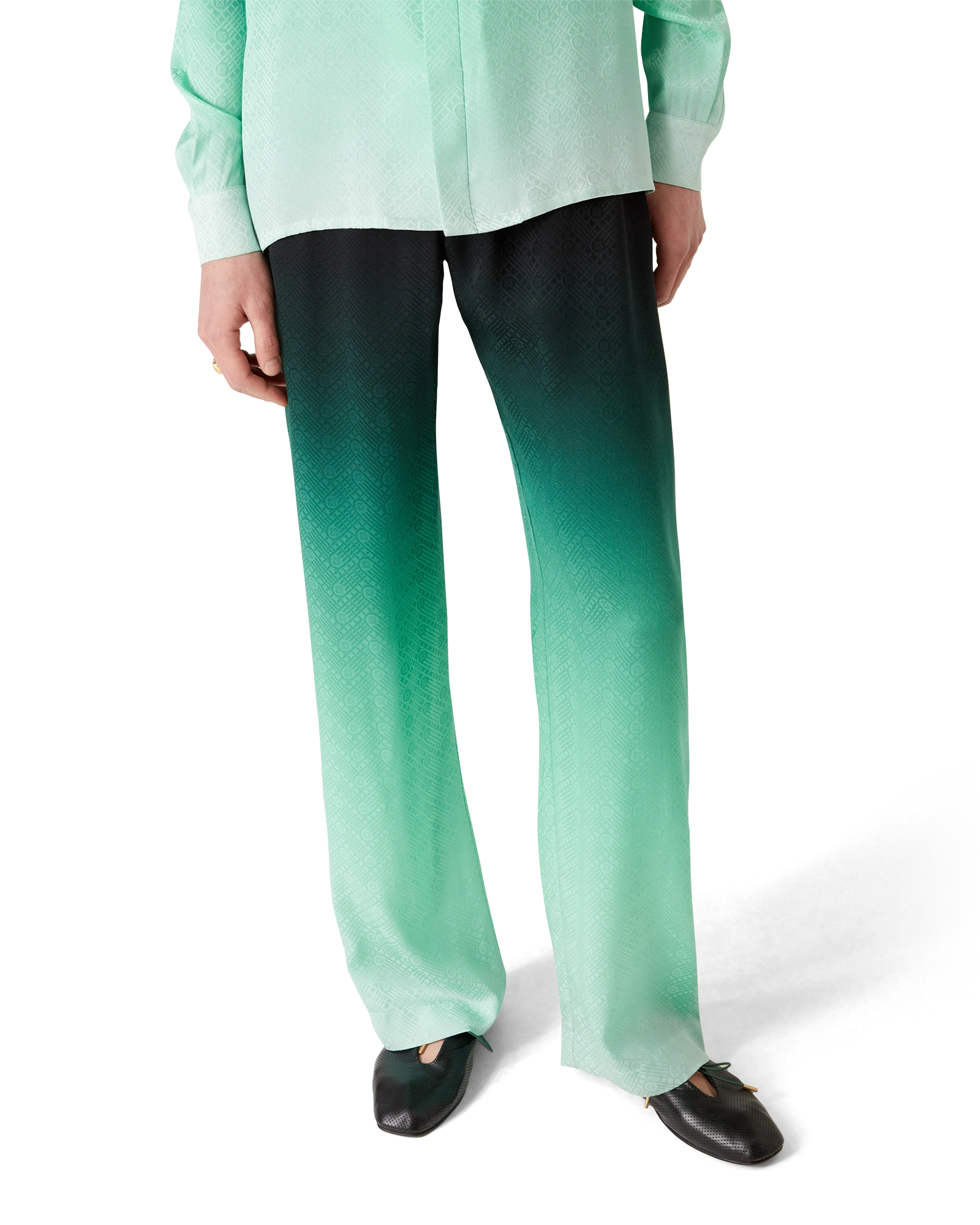 Gradient Ping Pong Jacquard Silk Trousers