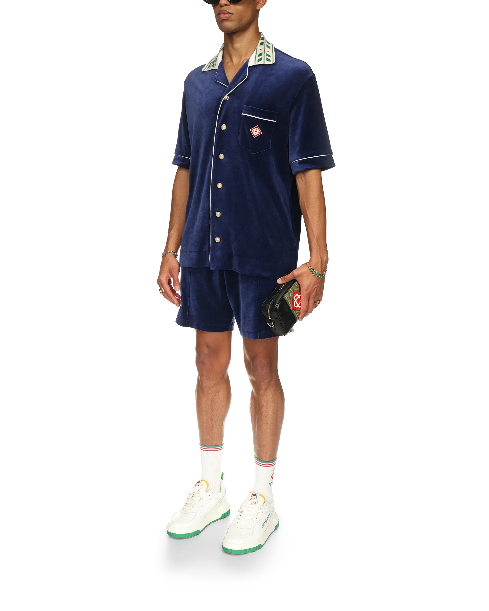 Chemise à manches courtes en velours Laurel