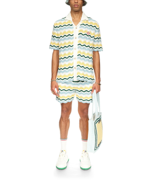 Wavy Short Sleeve Boucle Shirt