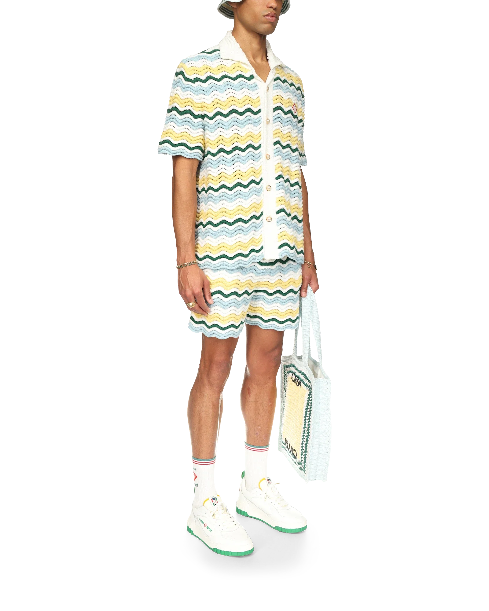 Wavy Short Sleeve Boucle Shirt