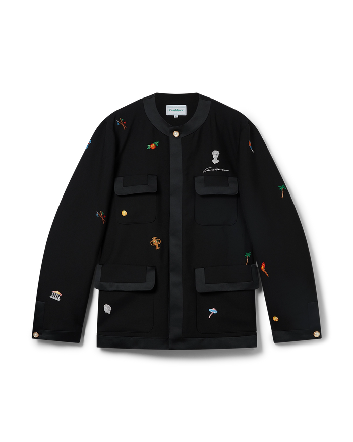 Embroidered Motif Wool Tailored Jacket