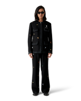 Embroidered Motif Wool Tailored Trousers