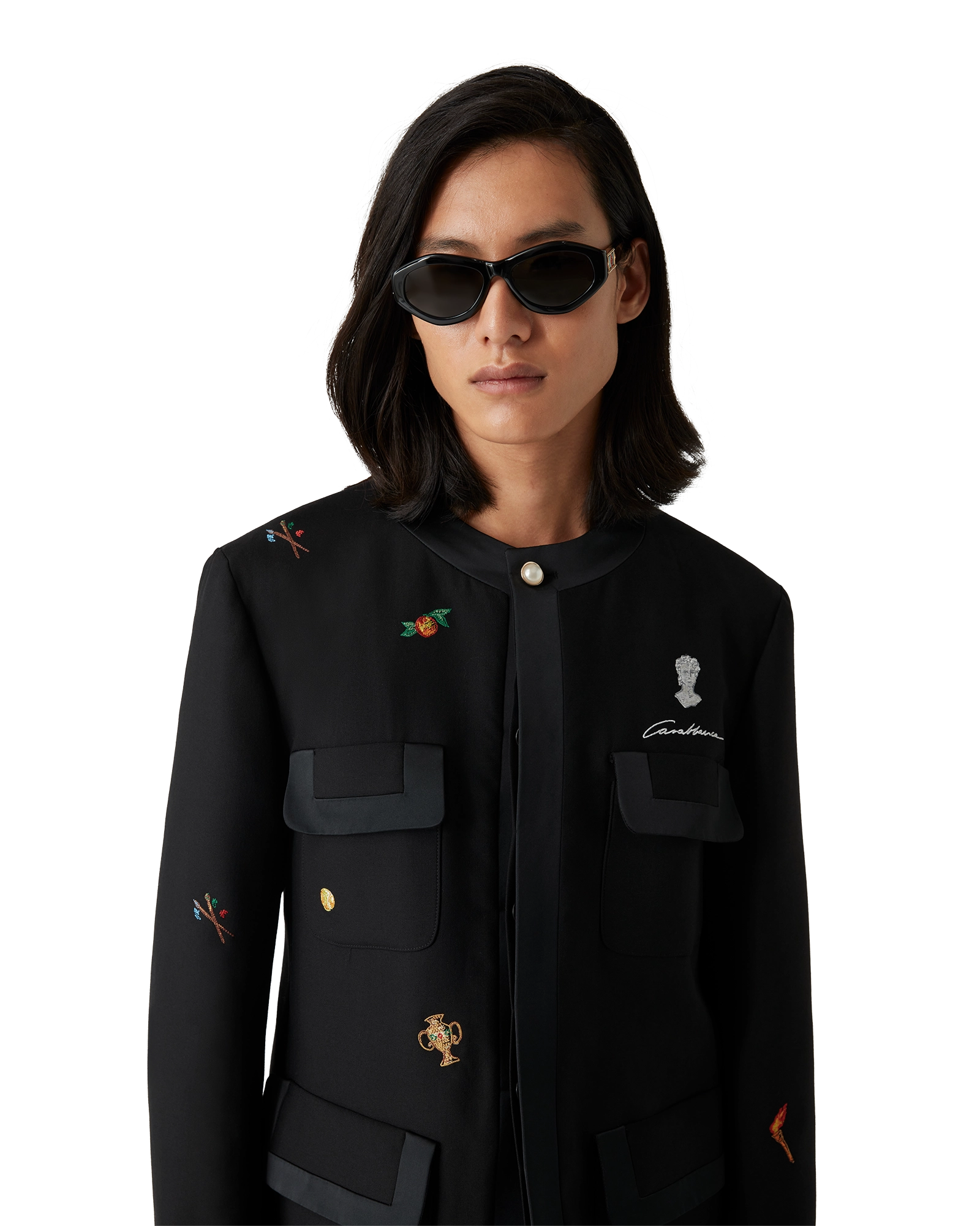 Embroidered Motif Wool Tailored Jacket