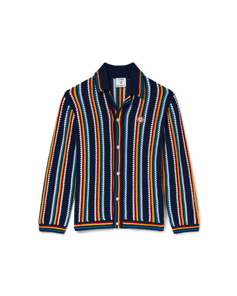 CASABLANCA 2023SS ニットシャツ M CASABLANCA Wavy Gradient Crochet Shirt | REVERSIBLE