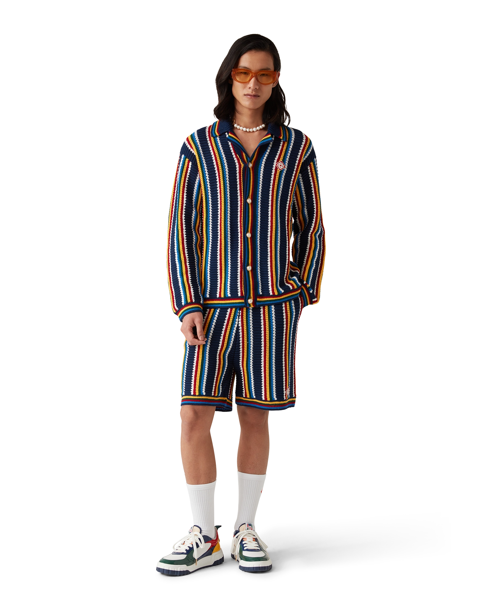 Crochet Long Sleeve Stripe Shirt