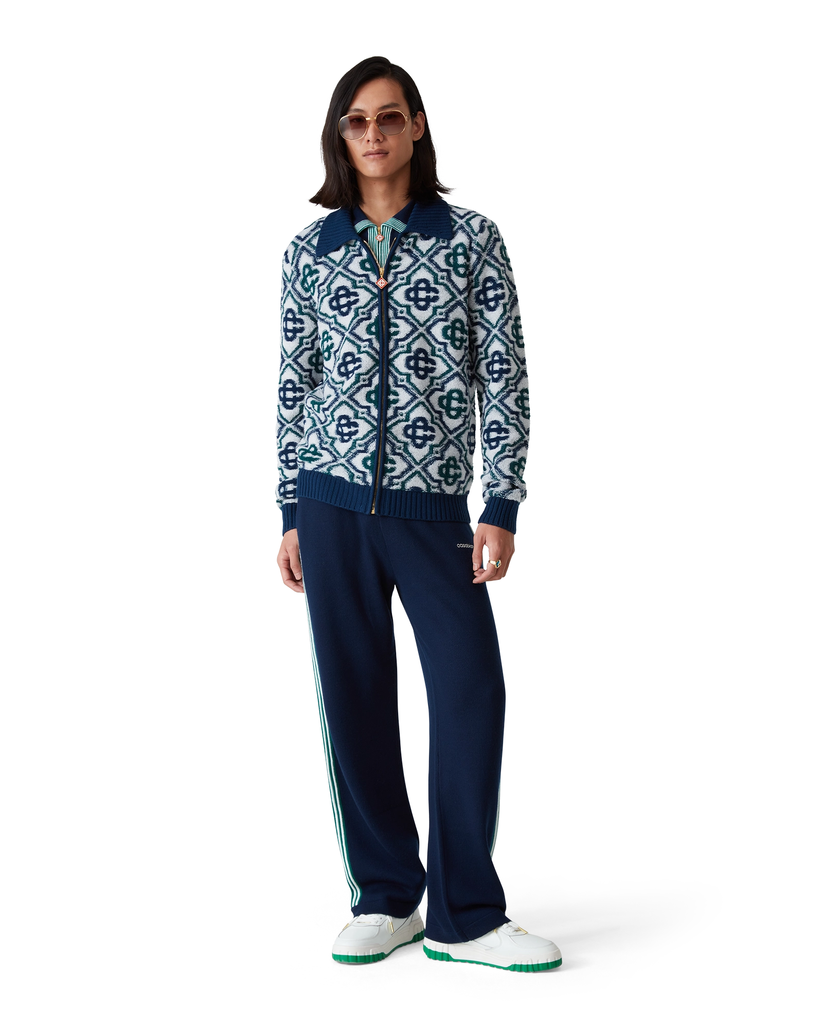 Monogram Knit Zip Jumper