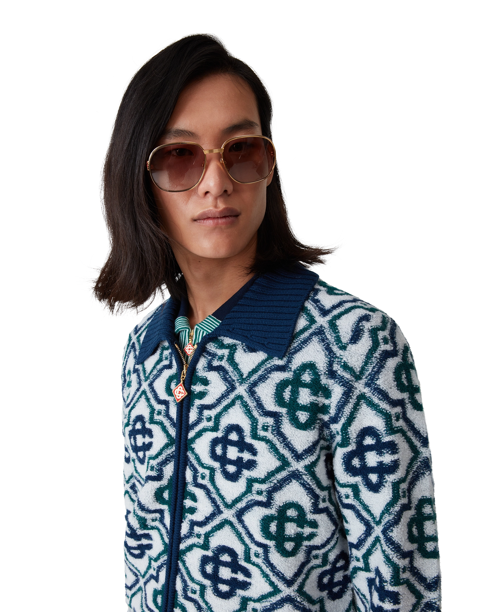 Monogram Knit Zip Jumper