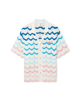 Gradient Wave Short Sleeve Crochet Shirt
