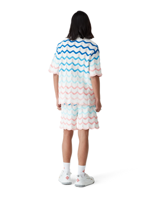 Gradient Wave Short Sleeve Crochet Shirt