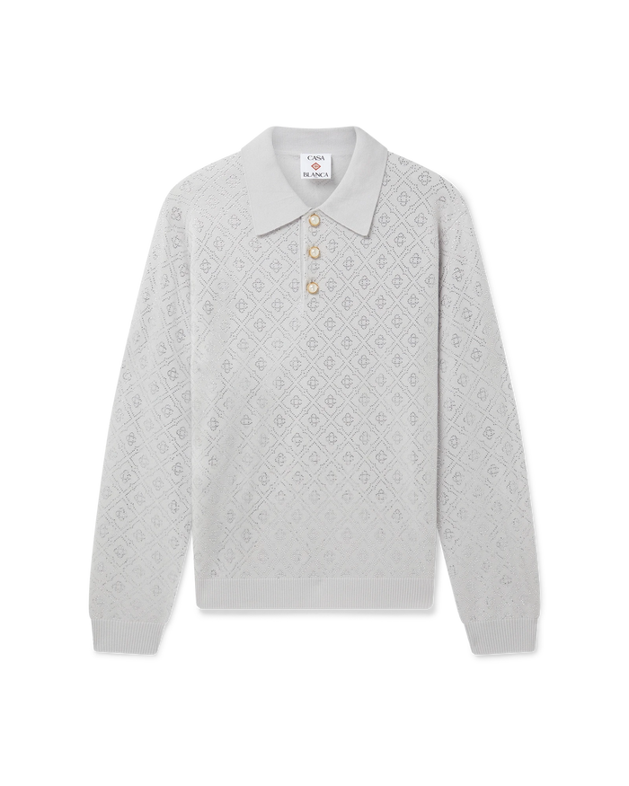 Crystal Monogram Knit Polo Shirt