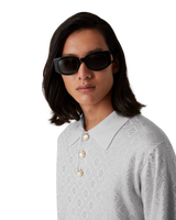 Crystal Monogram Knit Polo Shirt