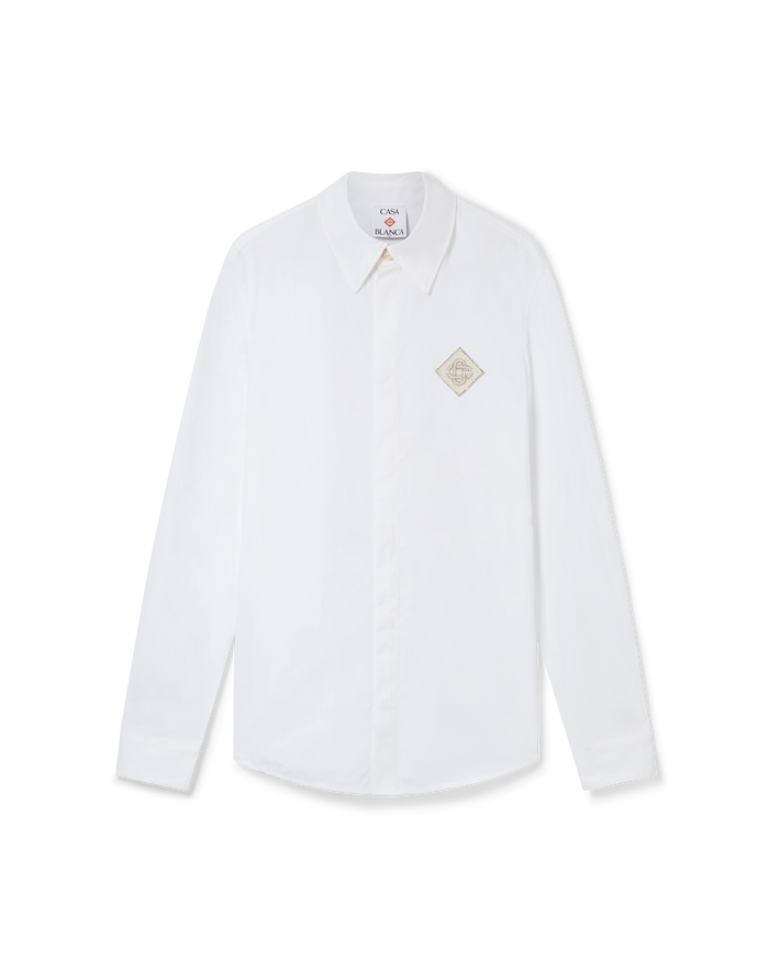 Pearl Diamond Patch Cotton Shirt