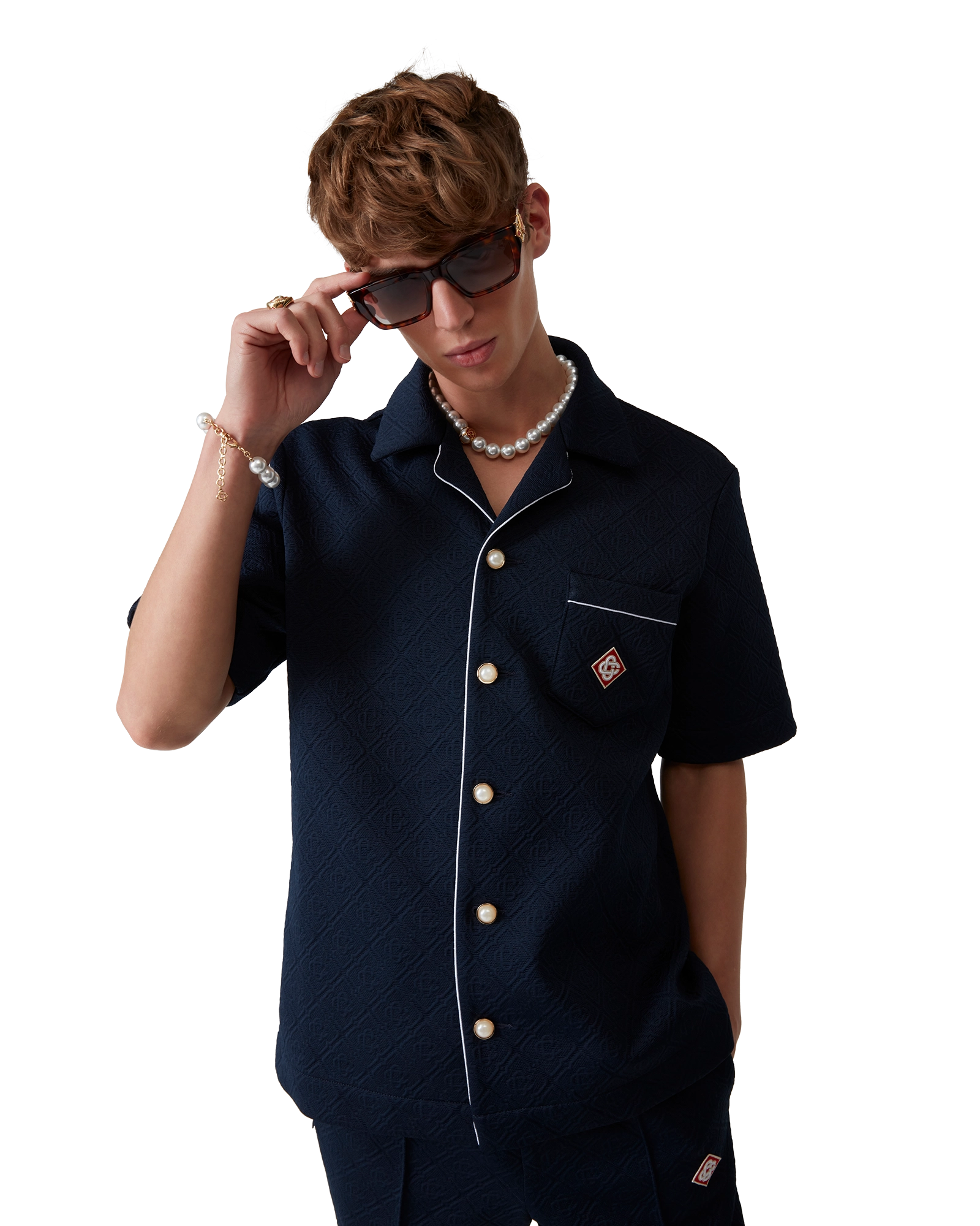 Jacquard Monogram Short Sleeve Shirt