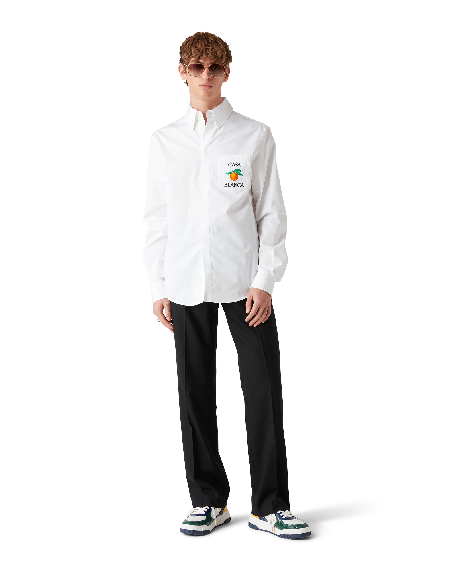 Embroidered Orange Oxford Shirt