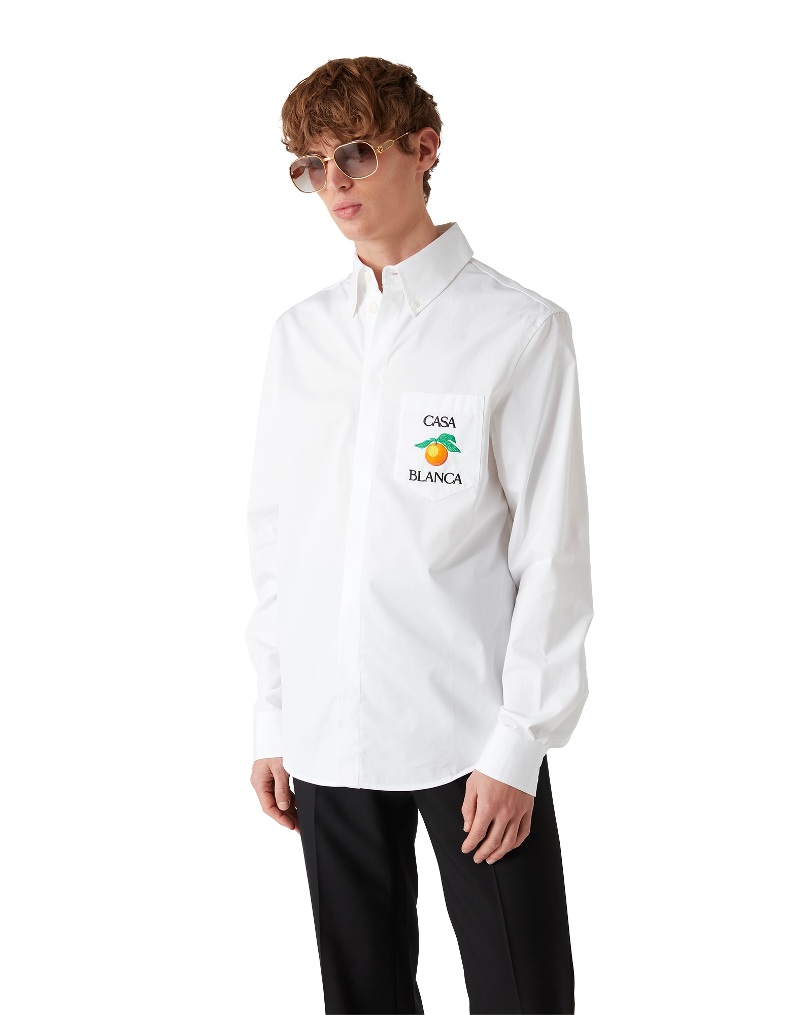 Embroidered Orange Oxford Shirt