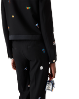 Embroidered Motif Wool Tailored Trousers