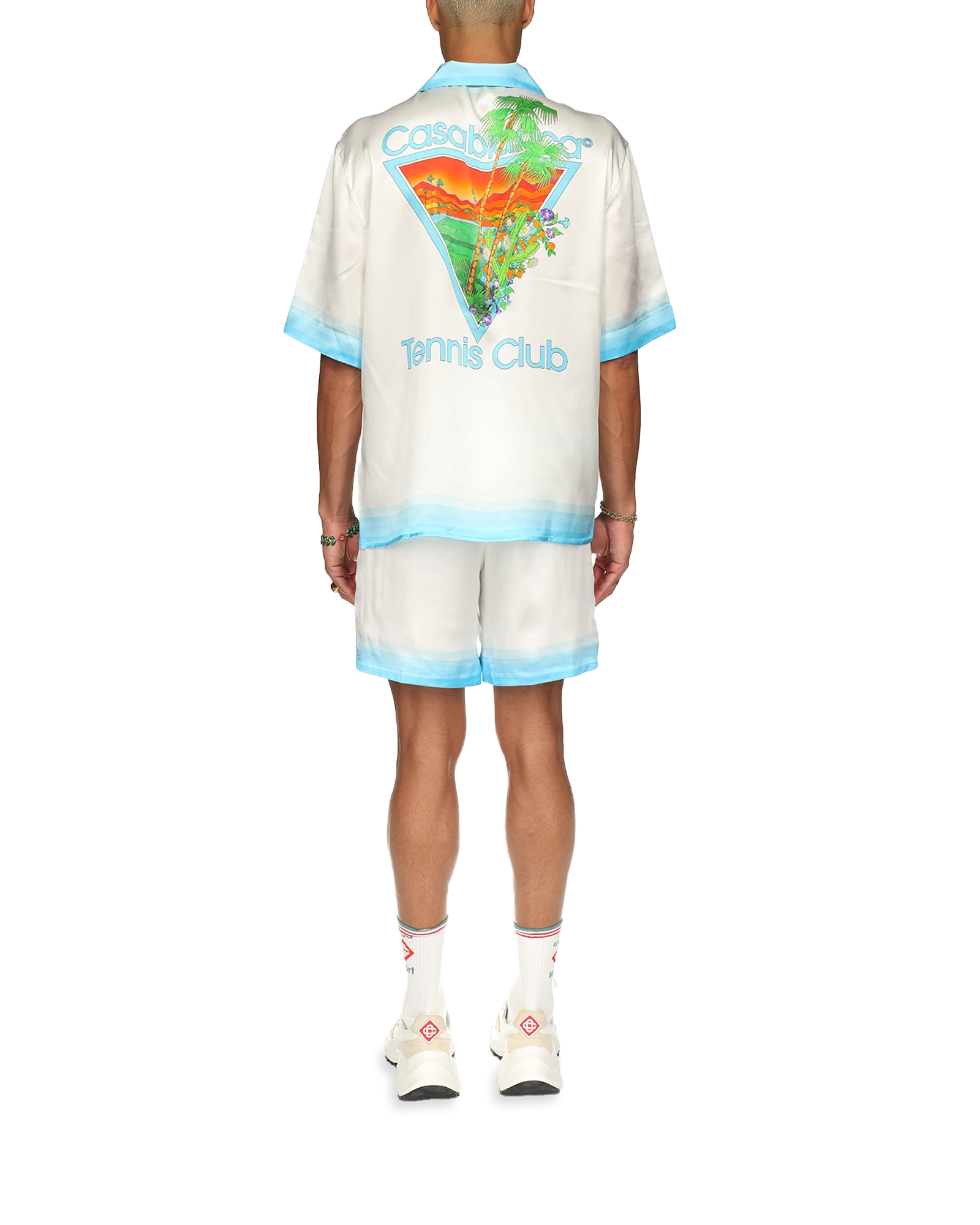 Palm Springs Icon Blue Cuban Collar Short Sleeve Silk Shirt