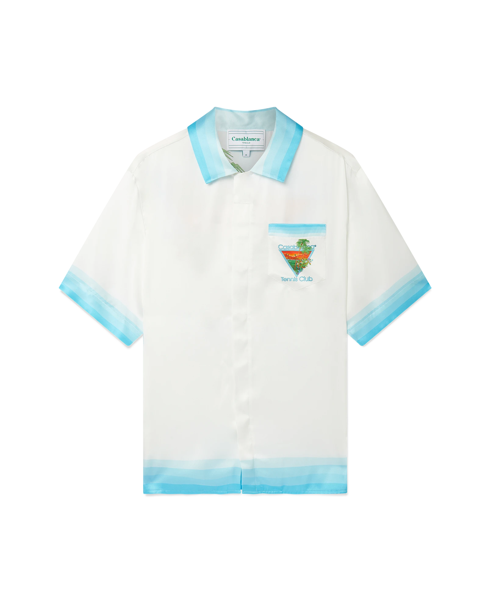 Palm Springs Icon Blue Cuban Collar Short Sleeve Silk Shirt
