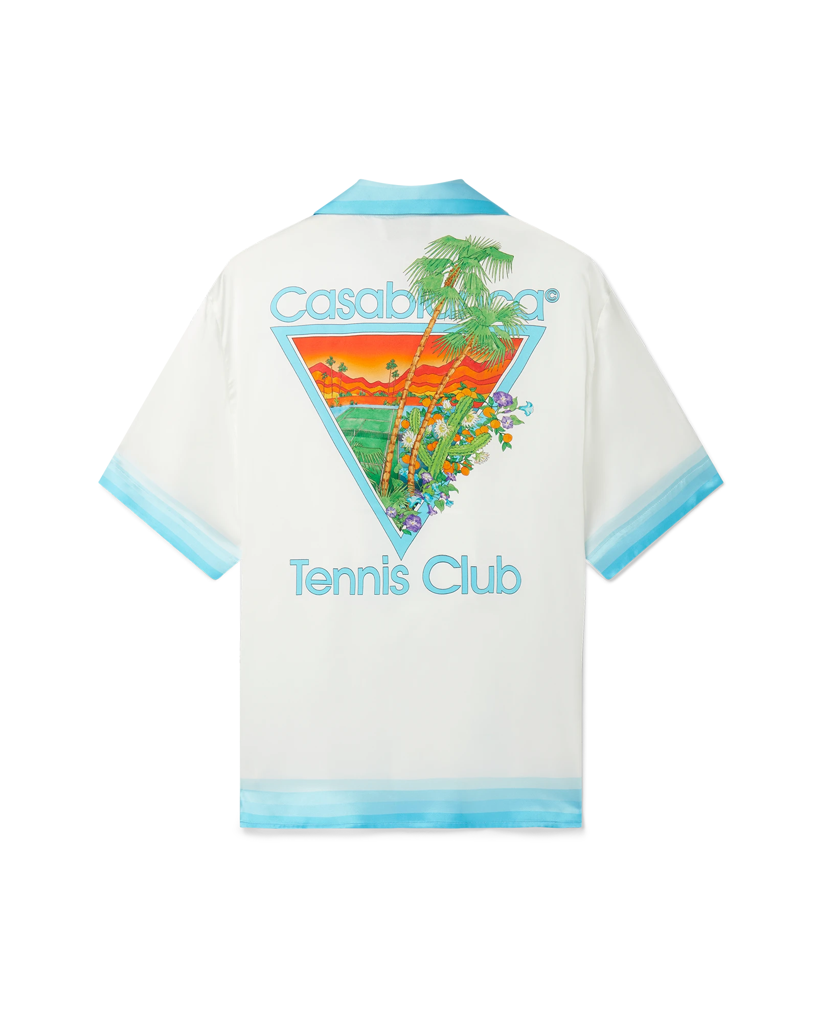 Palm Springs Icon Blue Cuban Collar Short Sleeve Silk Shirt
