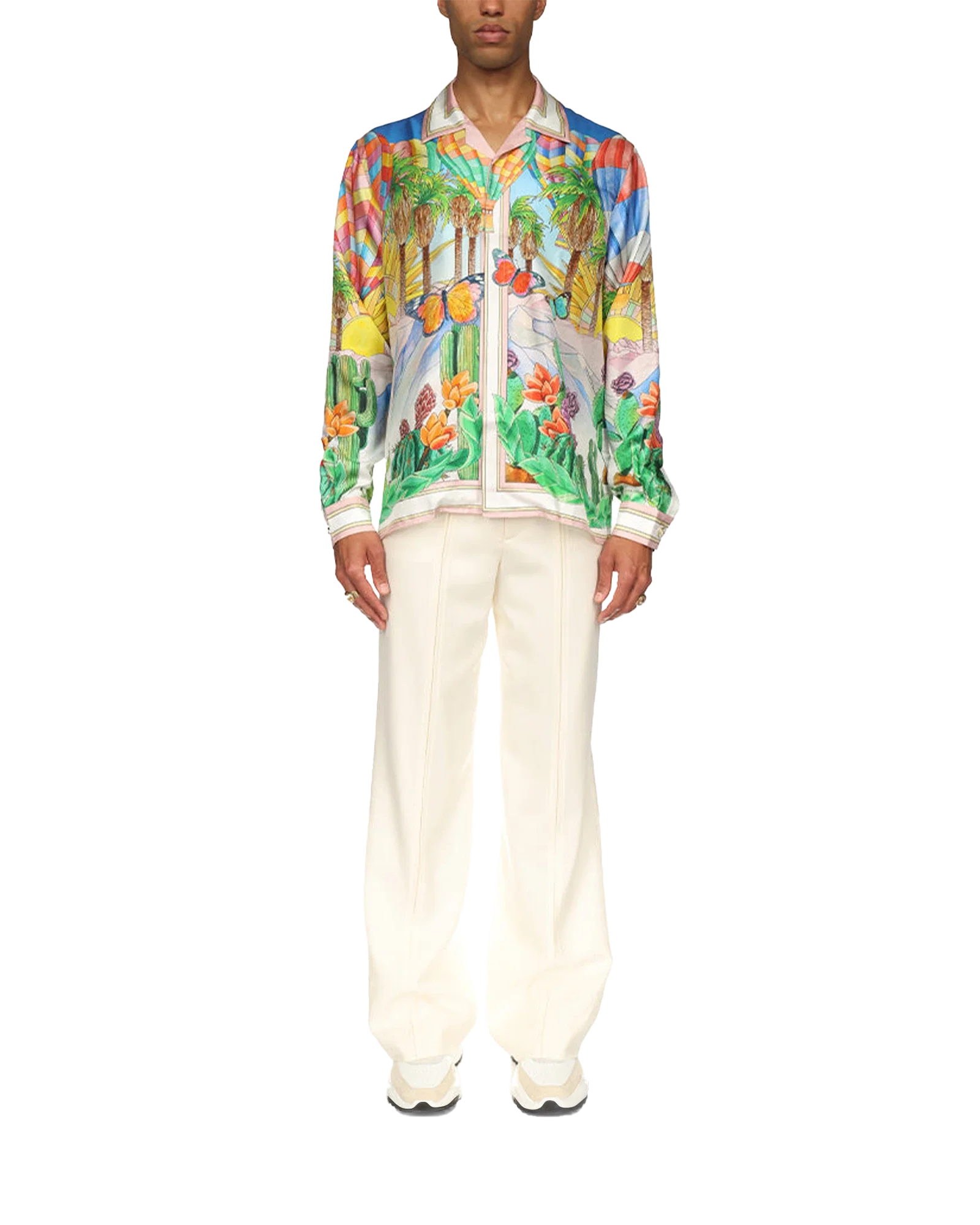 Psychadelic Cuban Collar Long Sleeve Silk Shirt