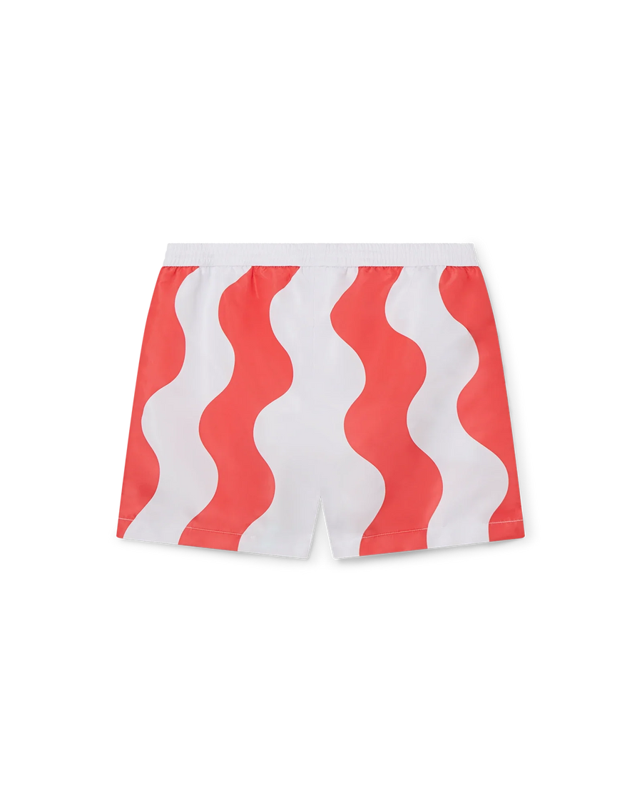 Red Memphis Wave Swim Trunks