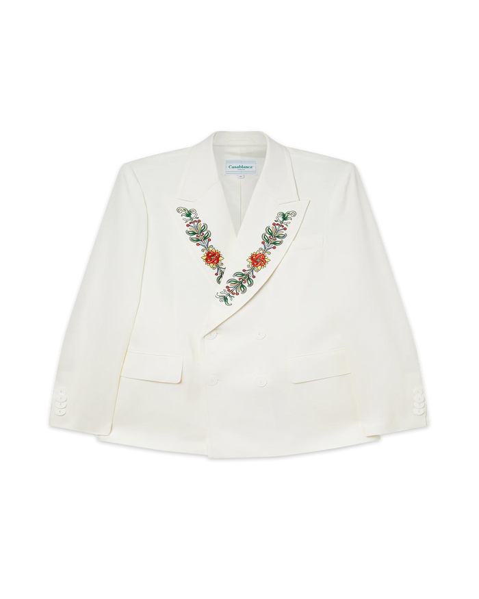 Embroidered Lapel Double Breasted Jacket