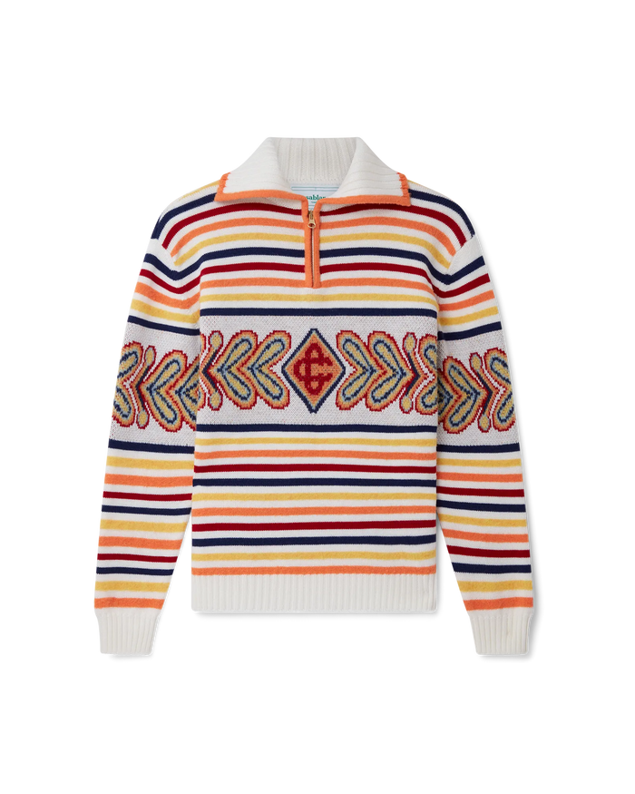 Multicolour Zip Up Diamond Jumper