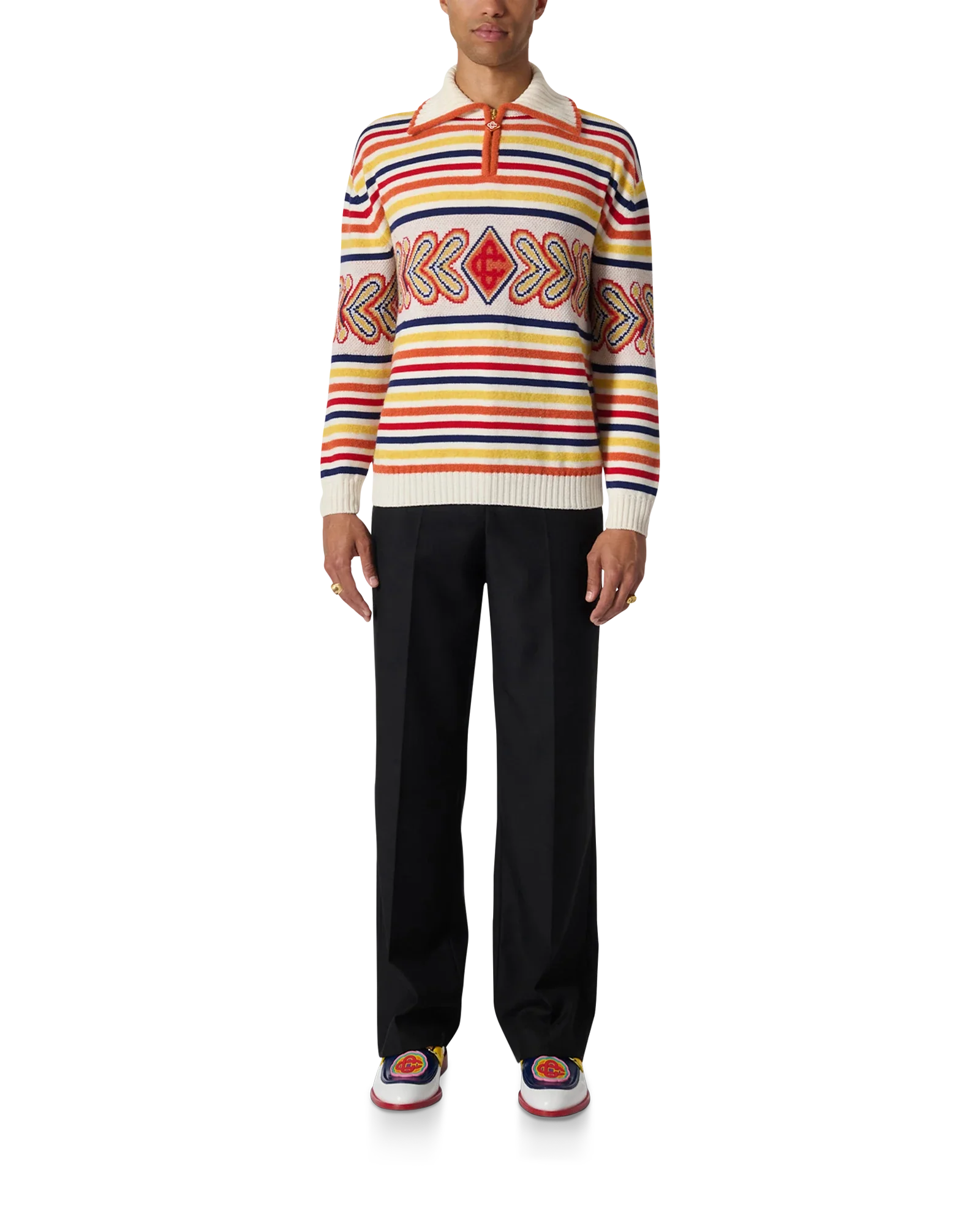 Multicolour Zip Up Diamond Jumper
