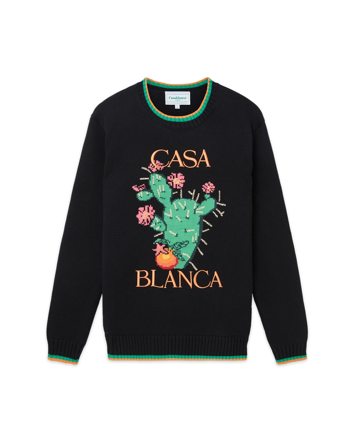 Cactus Et Orange Intarsia Sweater