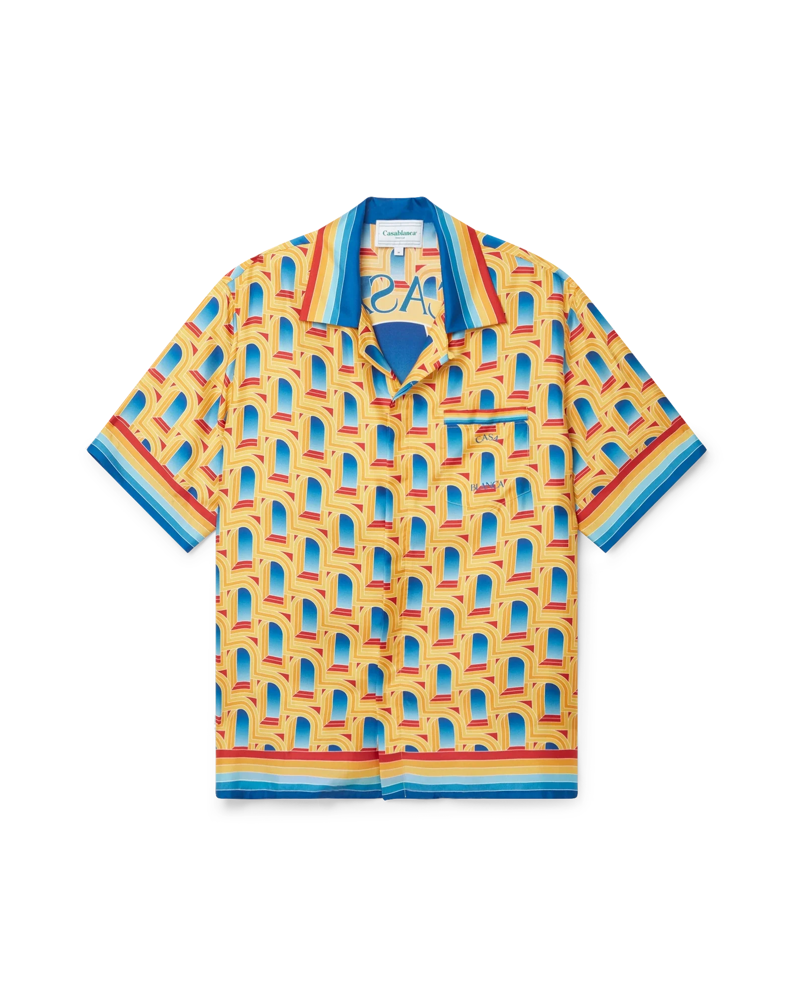 L'Arche De Jour Cuban Collar Silk Shirt