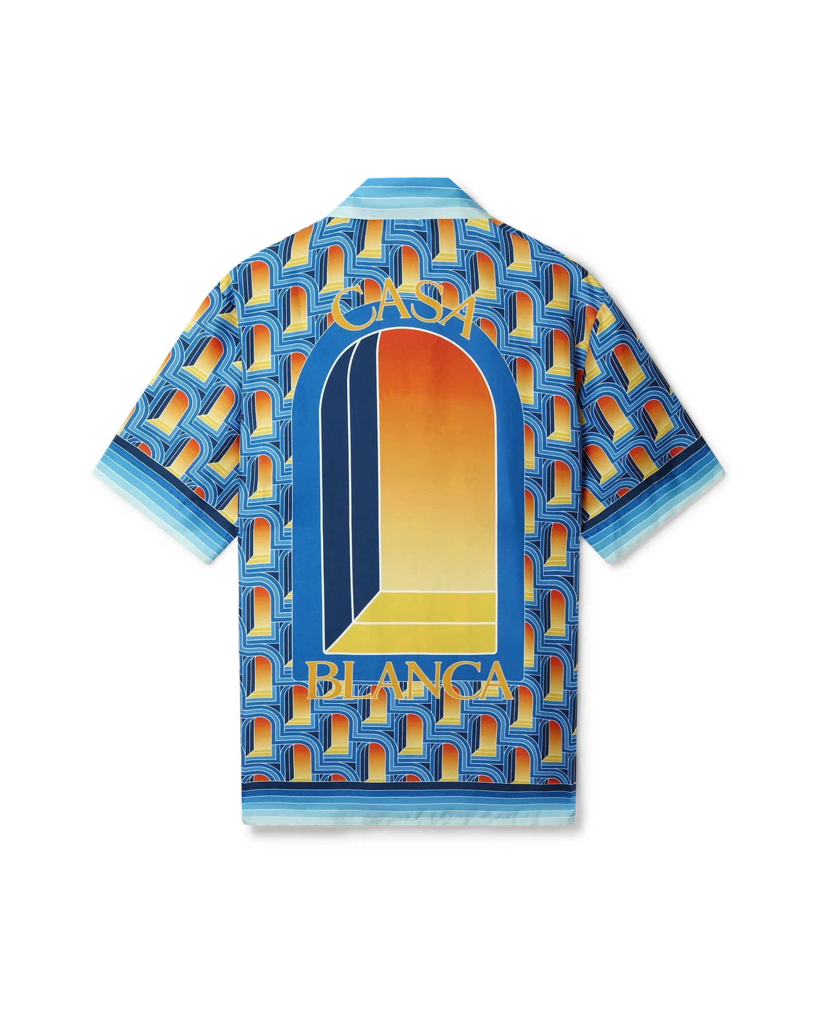L' Arche De Nuit Cuban Collar Short Sleeve Silk Shirt