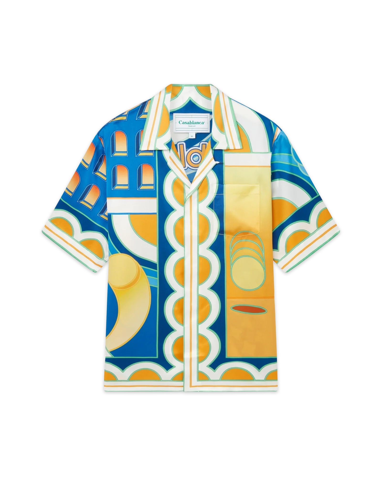 Chemise en soie à manches courtes Paysage