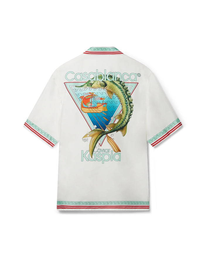 Casablanca Caviar Kaspia Cuban Collar Silk Shirt