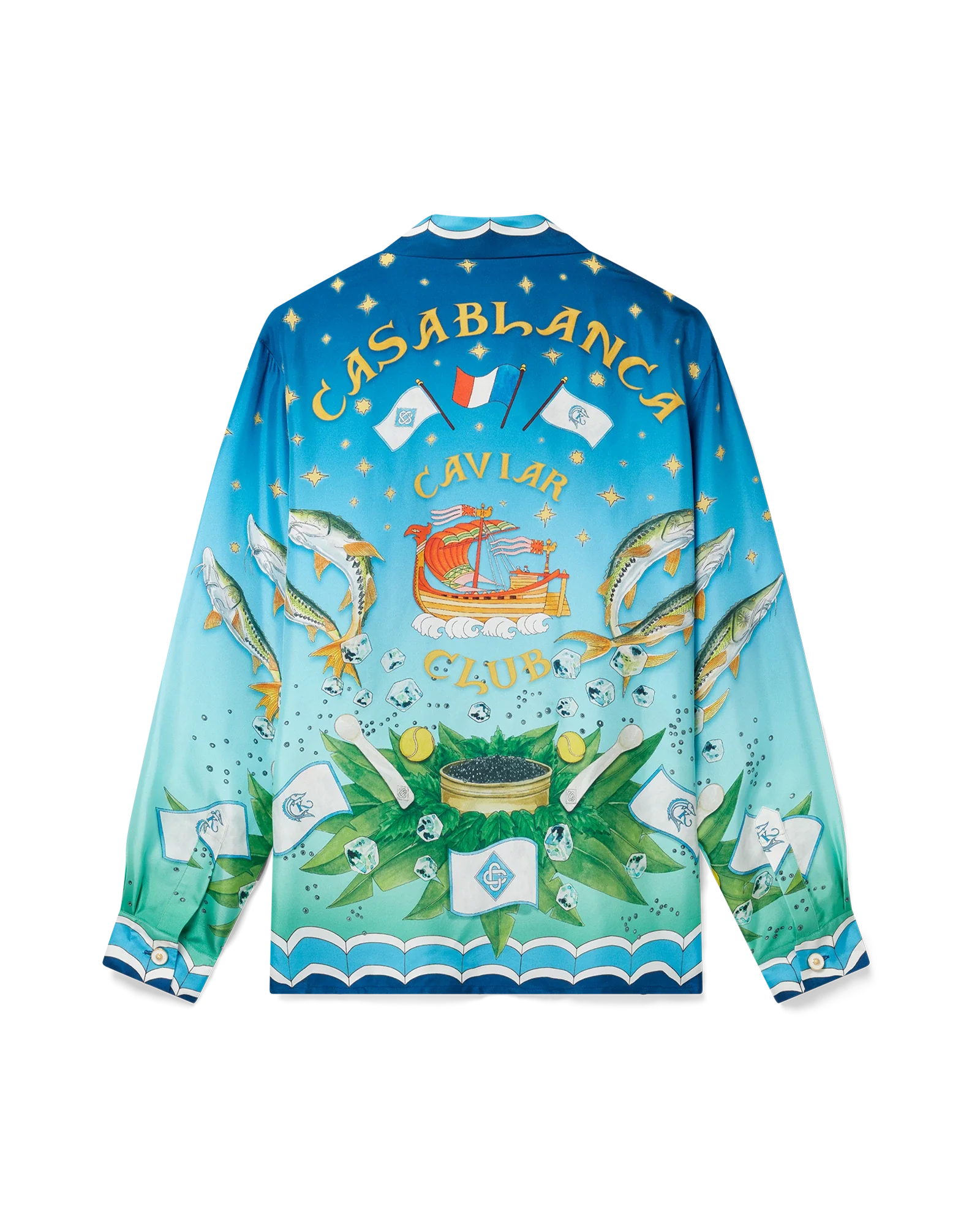 Caviar Club Cuban Collar Silk Shirt