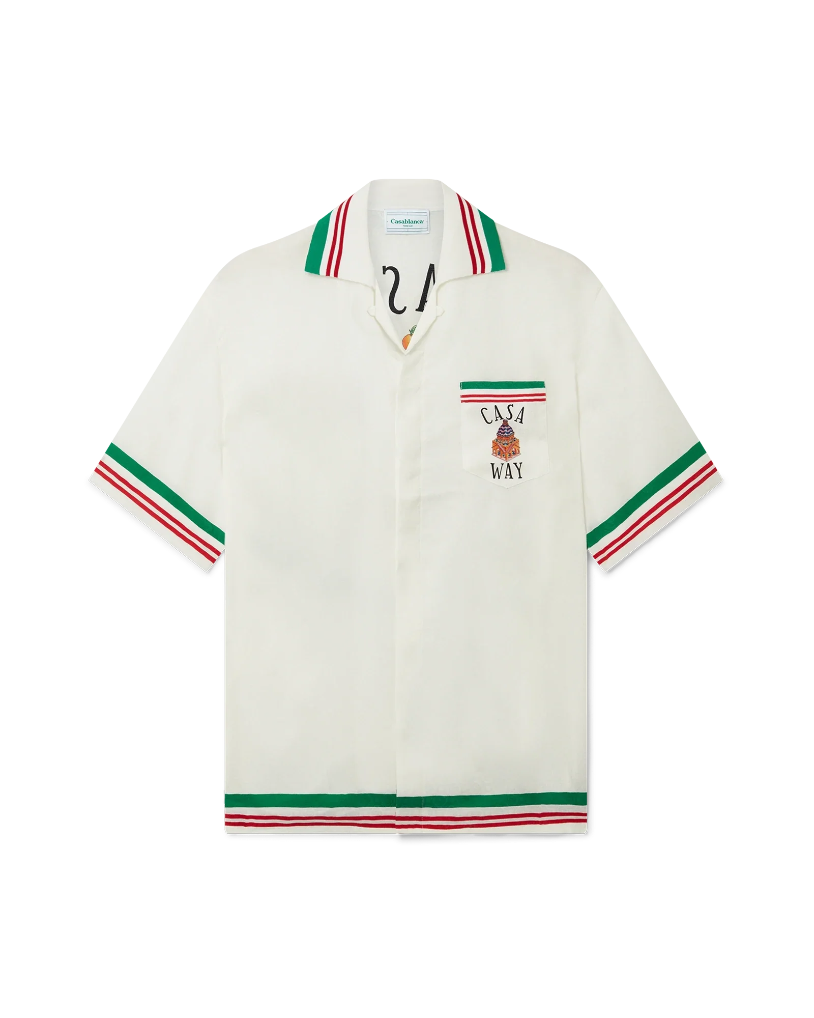 Casa Way Knitted Collar Short Sleeve Silk Shirt