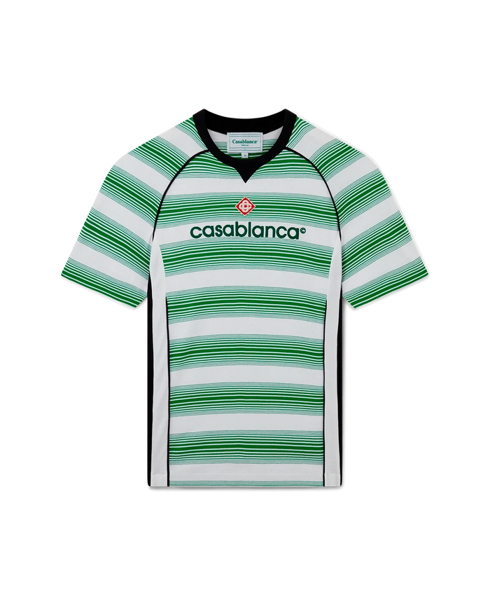 Gradient Stripe Panelled Football T-Shirt | Casablanca Paris Gradient Stripe Panelled Football T-Shirt | Casablanca Paris