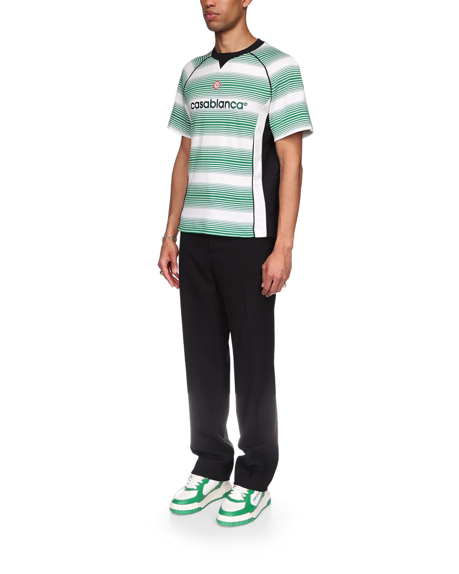 Gradient Stripe Panelled Short Sleeve T-Shirt