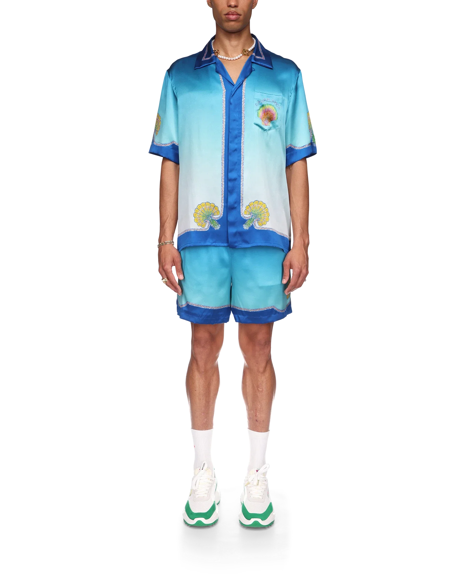 Coquillage Coloré Short Sleeve Silk Shirt