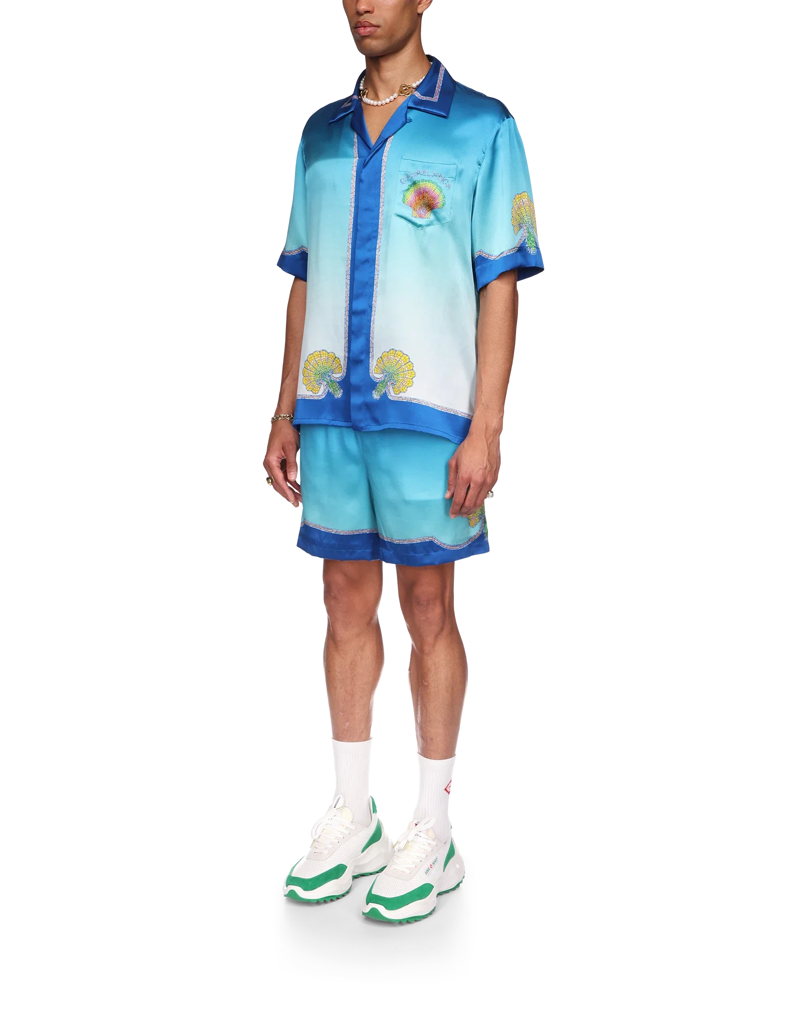 Coquillage Coloré Short Sleeve Silk Shirt