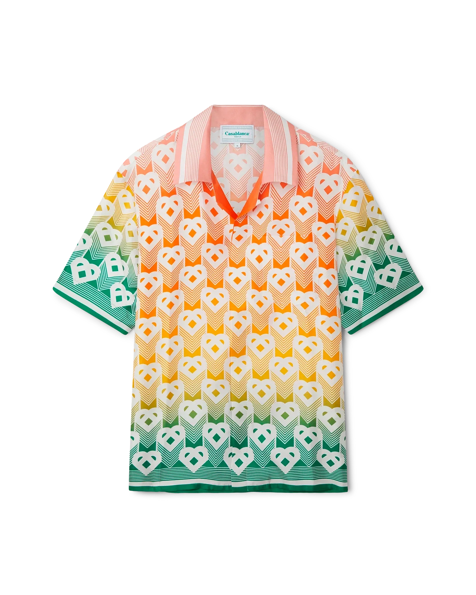 Chemise à manches courtes en soie dégradée à monogramme cœur