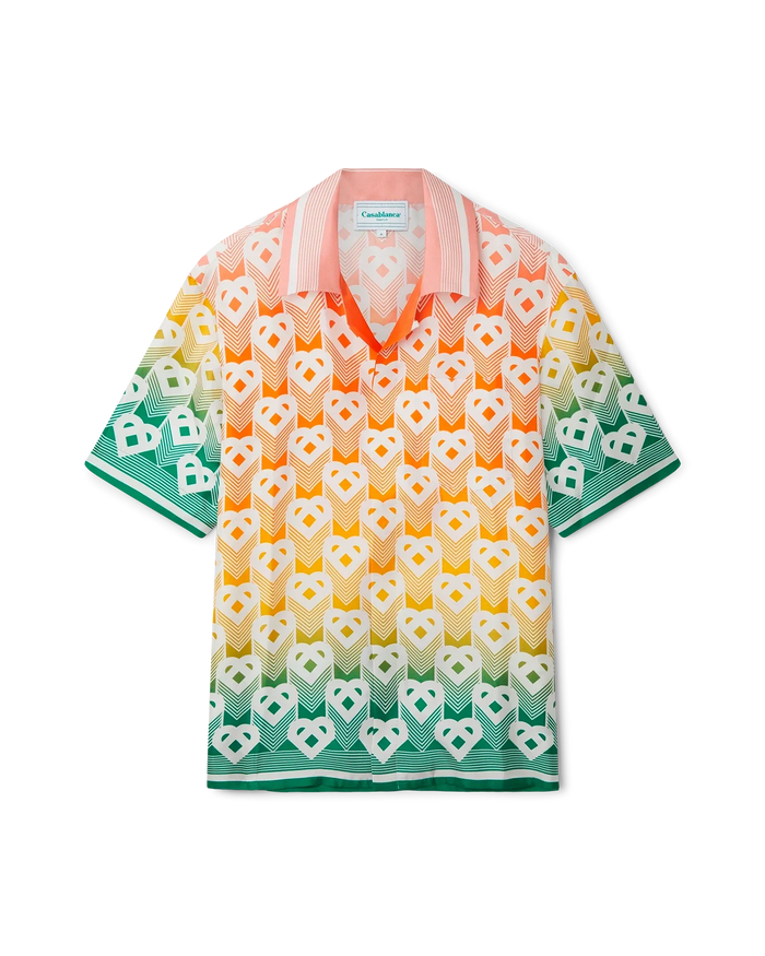 Gradient Heart Monogram Silk Shirt