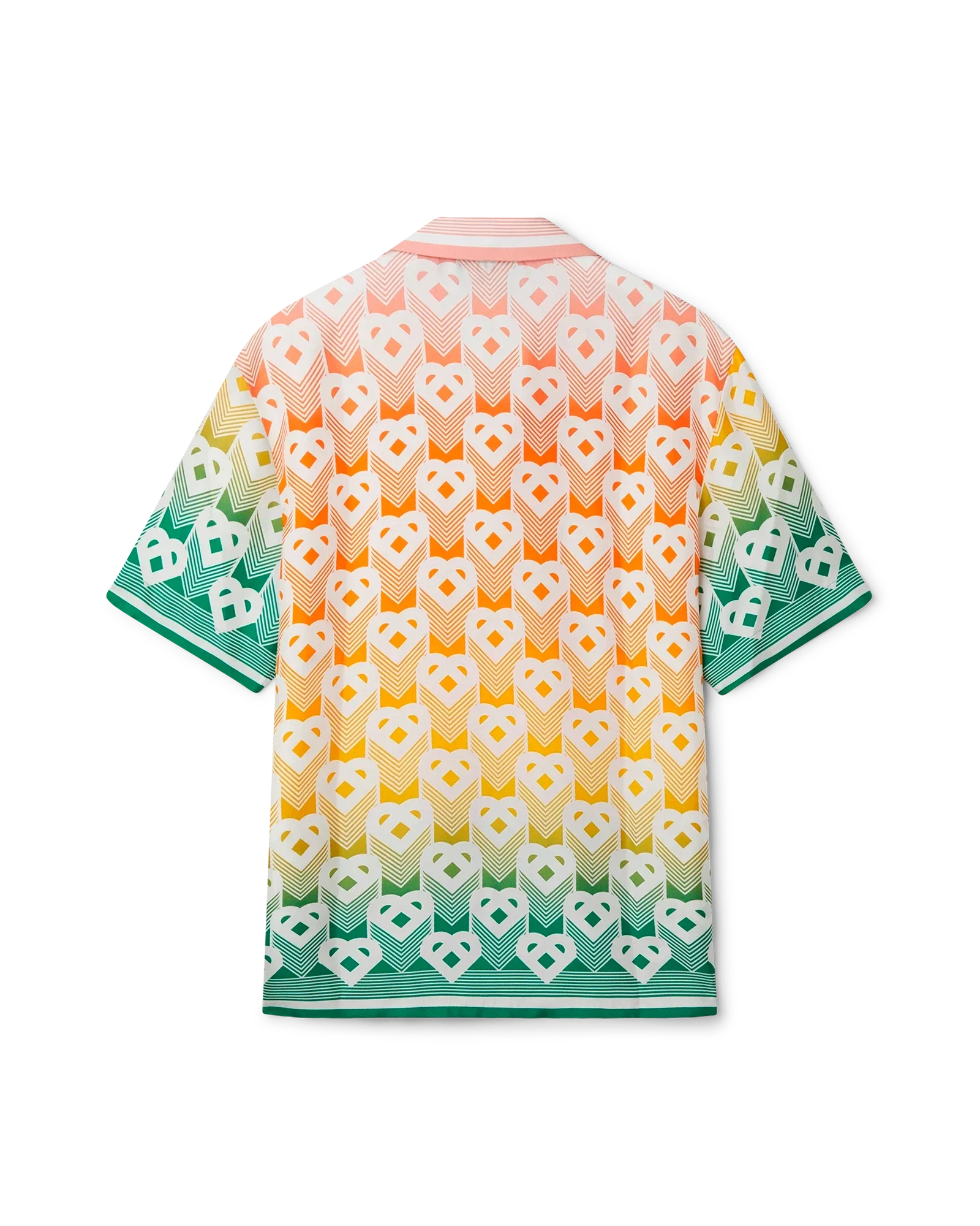 Chemise à manches courtes en soie dégradée à monogramme cœur