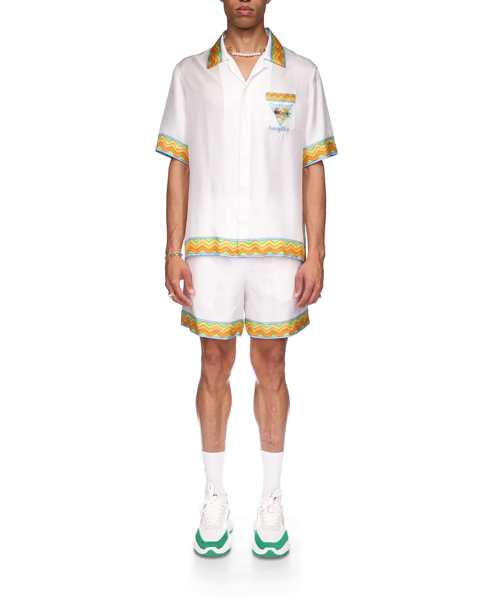 Afro Cubism Tennis Club Short Sleeve Silk Shirt