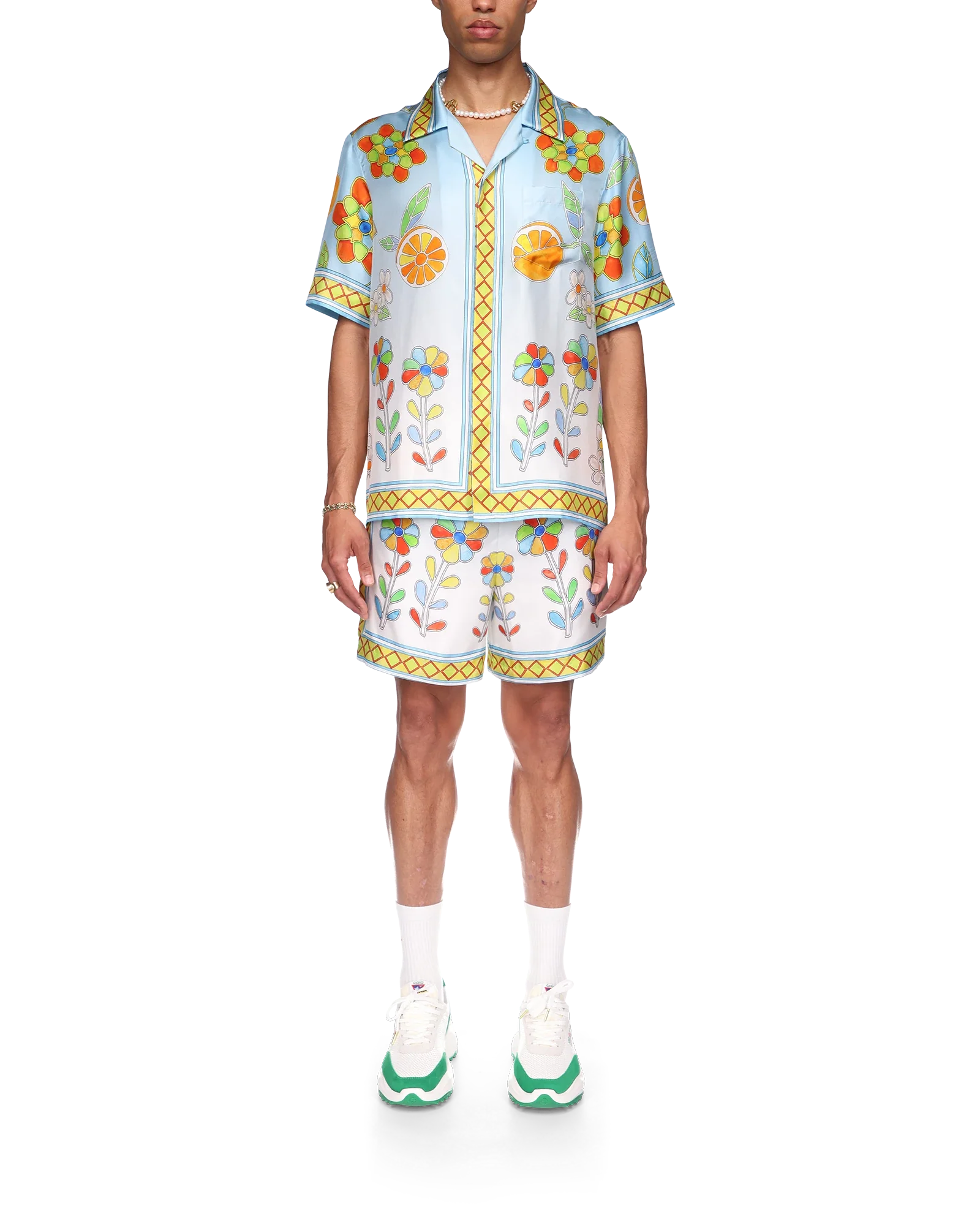 Yoruba Flowers Short Sleeve Silk Shirt