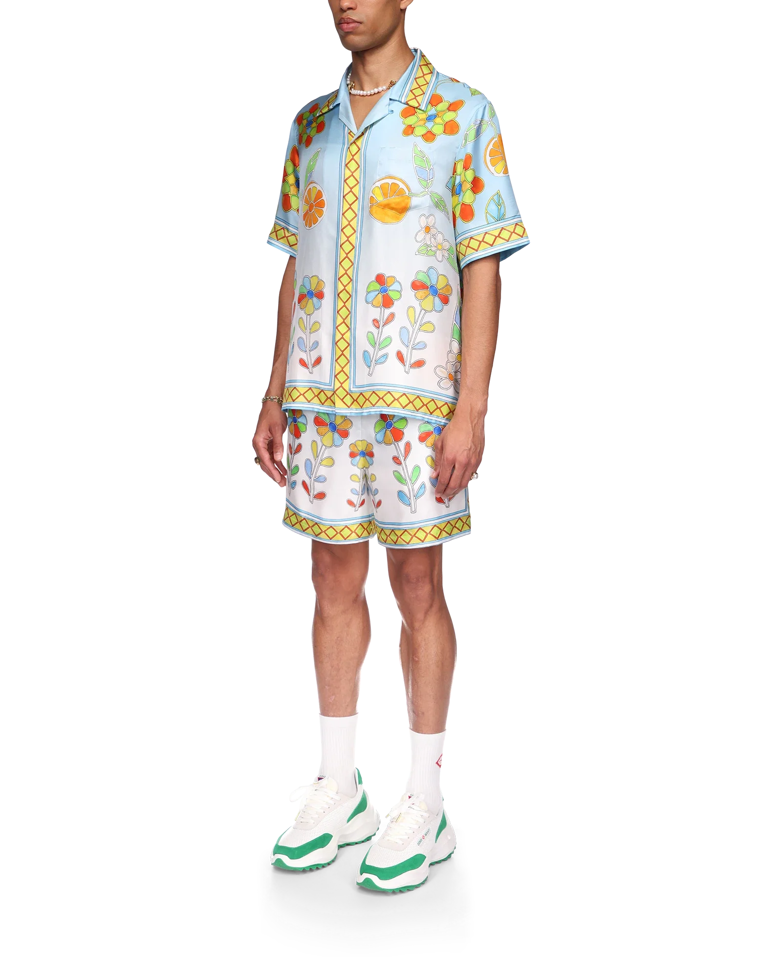 Yoruba Flowers Short Sleeve Silk Shirt