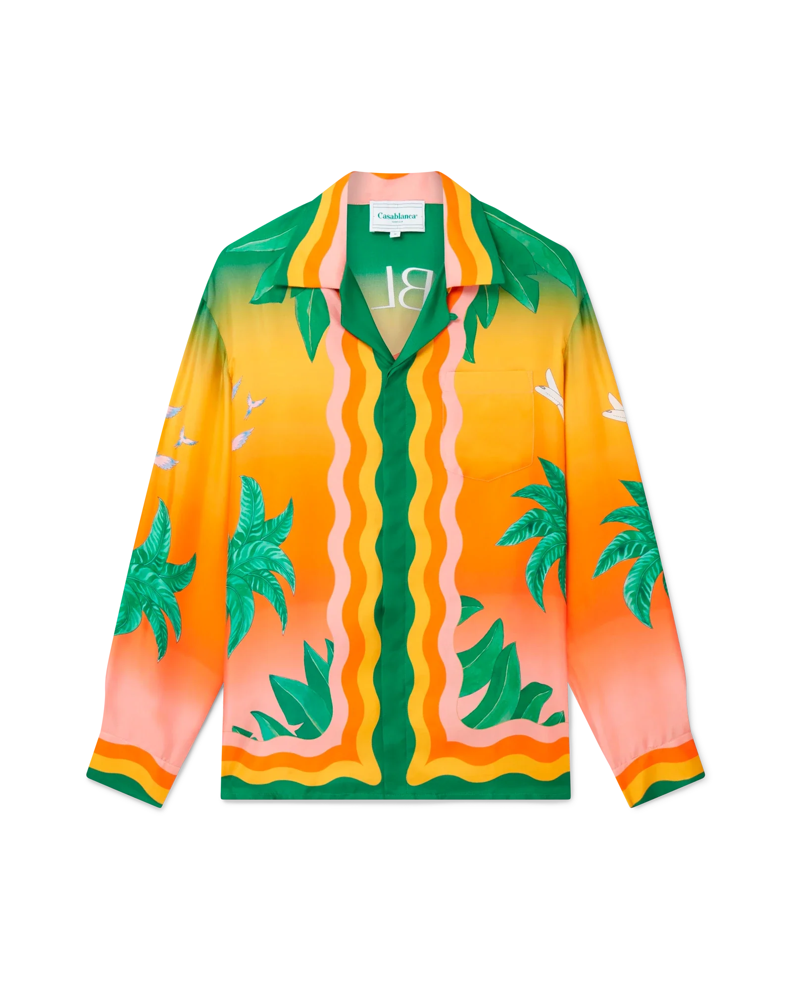 Tennis Club En Fleur Long Sleeve Silk Shirt